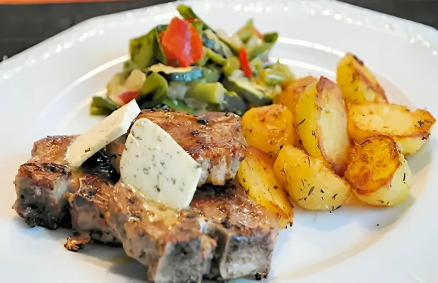 Grilled Pork Chops with Potatoes & Garlic Butter | Easy Dinner Recipe